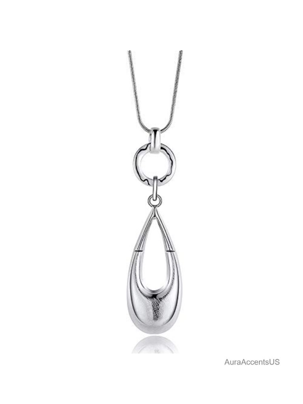 Long Waterdrop Pendant Necklace Silver Plated Layered Y Chain for Women